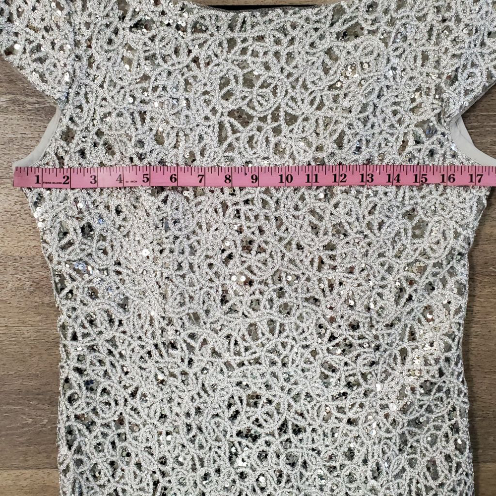 Women's Adrianna Papell Dress Size 12 Silver - Picture 5 of 7